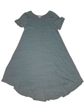 LuLaRoe Carly Swing Hi Lo Dress Heathered Bluish Green Size M - With Pocket